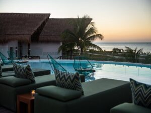 sunset in holbox from villas mh palmar